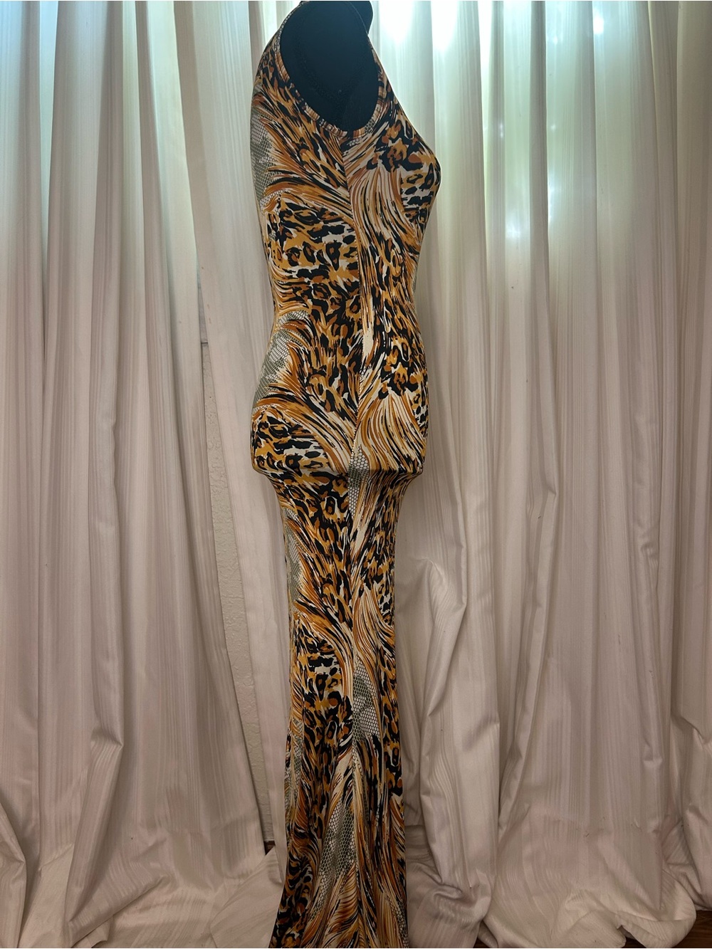 Chico's Gold and Black Animal Print Sleeveless Maxi Dress - Picture 2 of 4